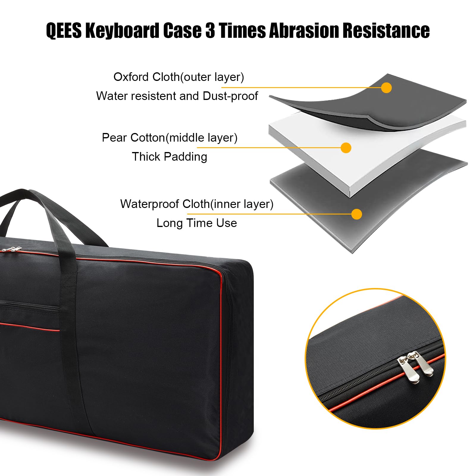 61 Key Keyboard Case Gig Bag Padded, Keyboard Cover, Portable Electric Keyboard Piano 600D Oxford