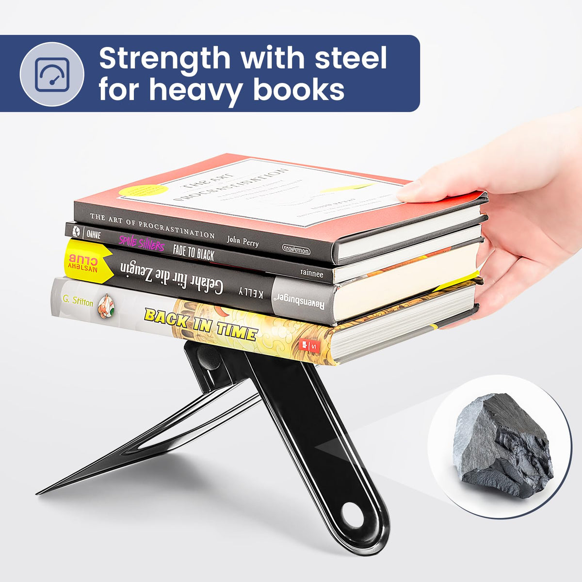 HappyHapi 7 Pairs Book Ends, Heavy Duty Bookends for Shelves, Black