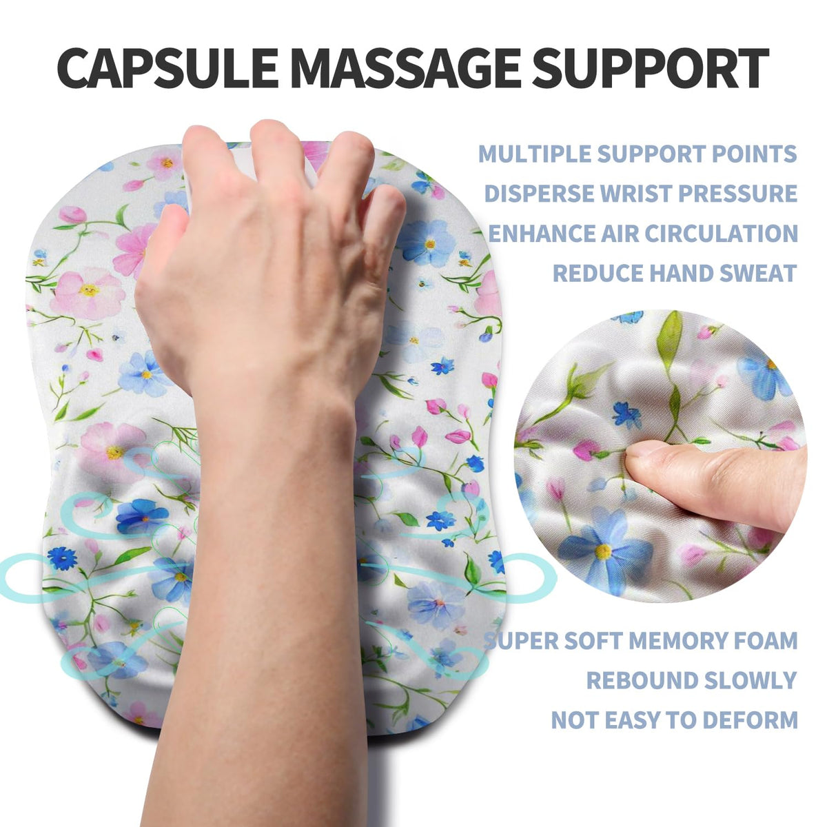 Gleamtide Ergonomic Raised Mouse Pad Wrist Support with Bilateral Slope Memory Foam Mousepad for