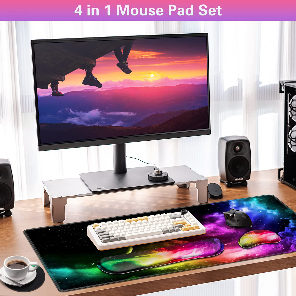Canjoy Desk Mat with Keyboard and Mouse, Desk Pad with Wrist Rest Support