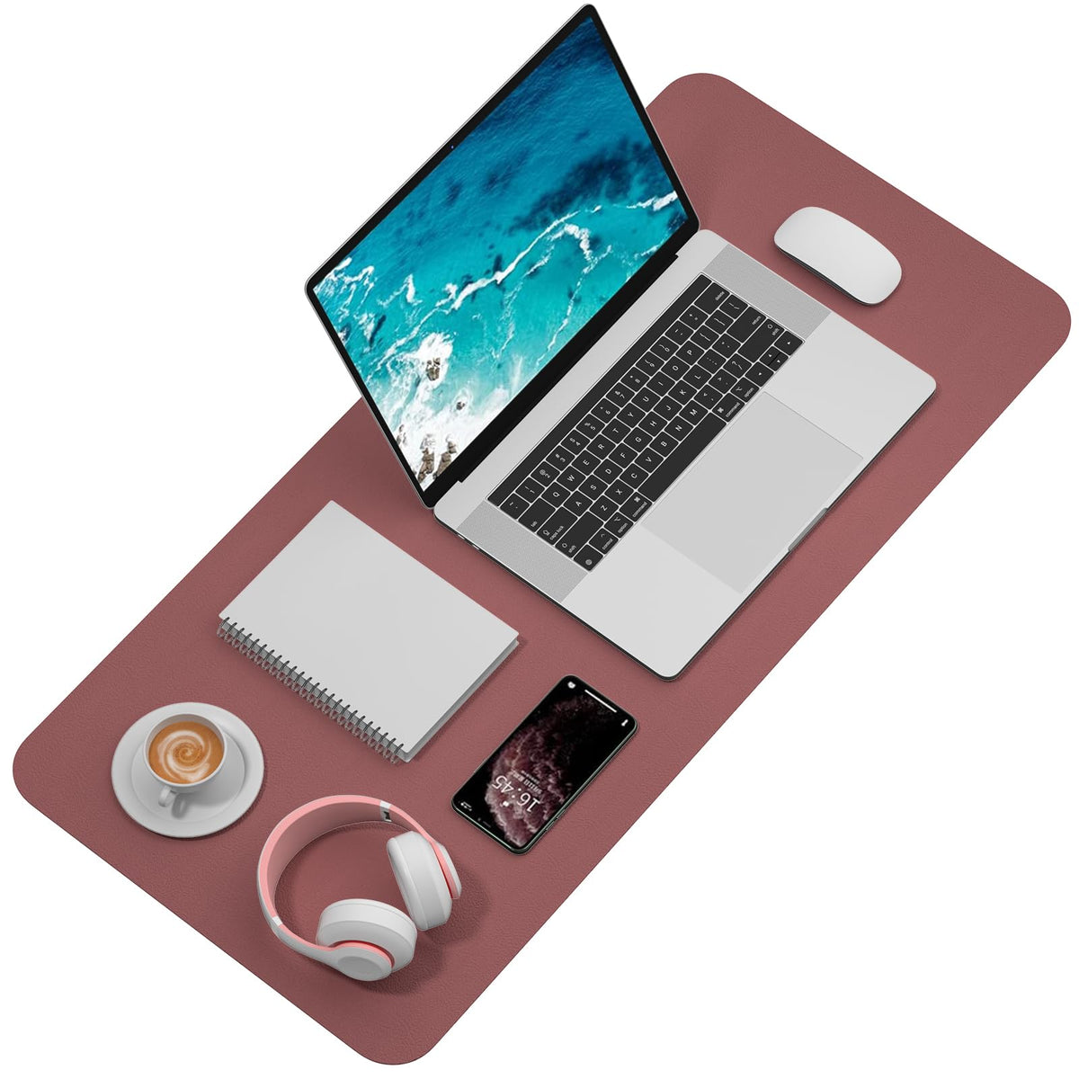 Hsurbtra Desk Pad, 35.5" x 17" PU Leather Desk Mat, XXL Extended Mouse Pad, Waterproof Desktop