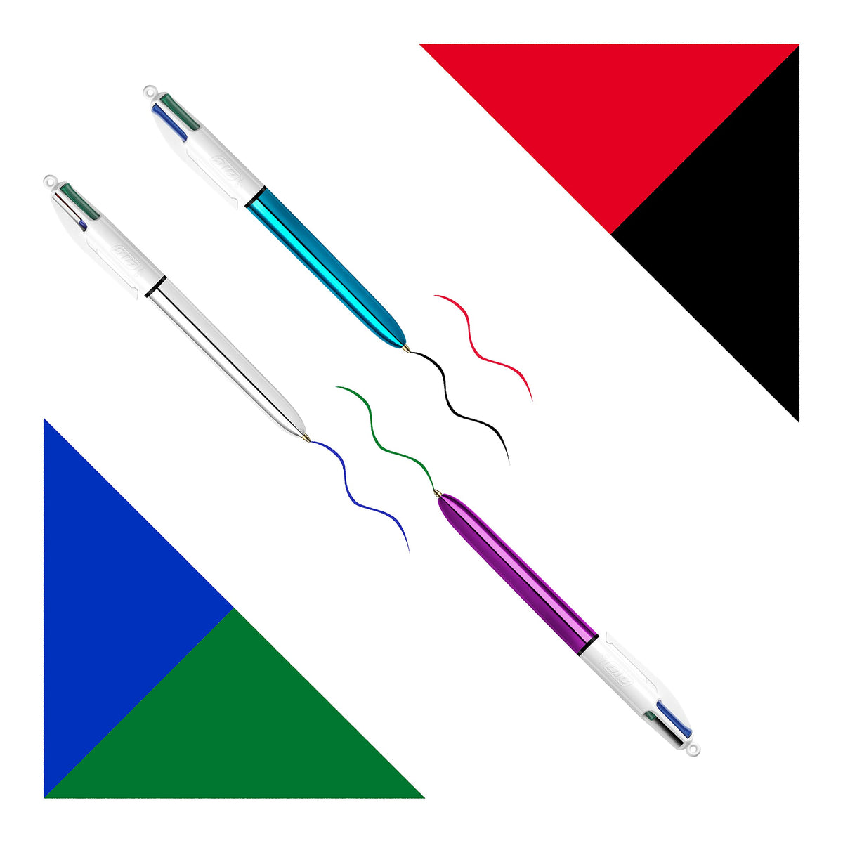 BIC 4 Colours Ball Pens - Purple Pen Holder of 6