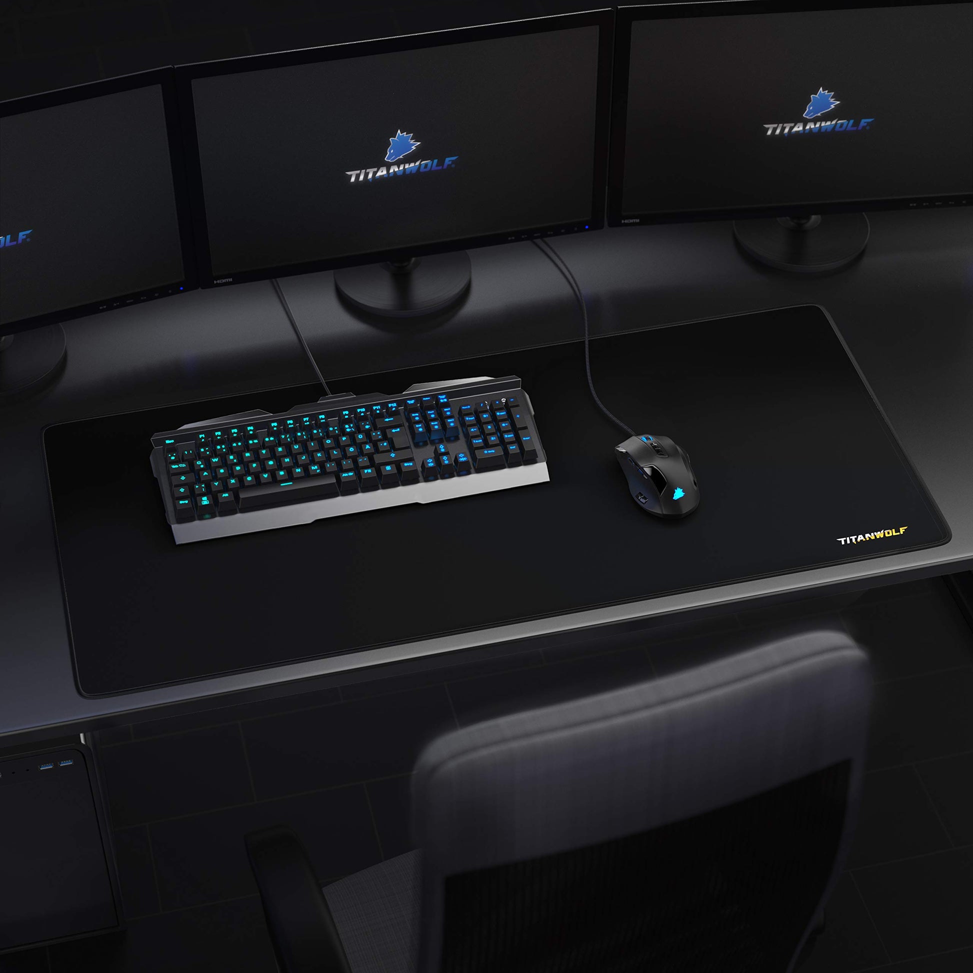 CSL - XXL Gaming Mouse Pad - Yellow Stroke Design - 35 x 16 inches - Extra Large Office Mouse mat