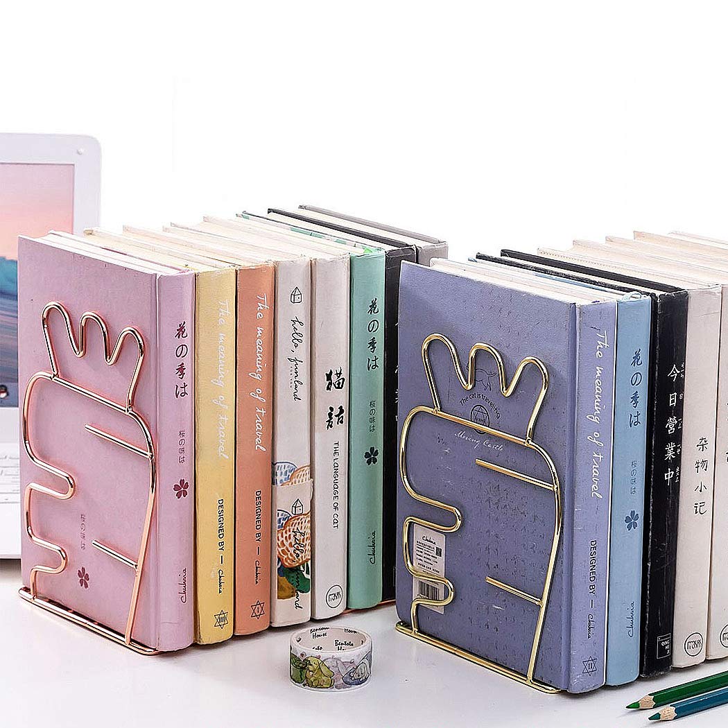 SIPLIV Creative Minimalist Style Bookends Metal Adjustable Books Holder Stand Book Rack Desk