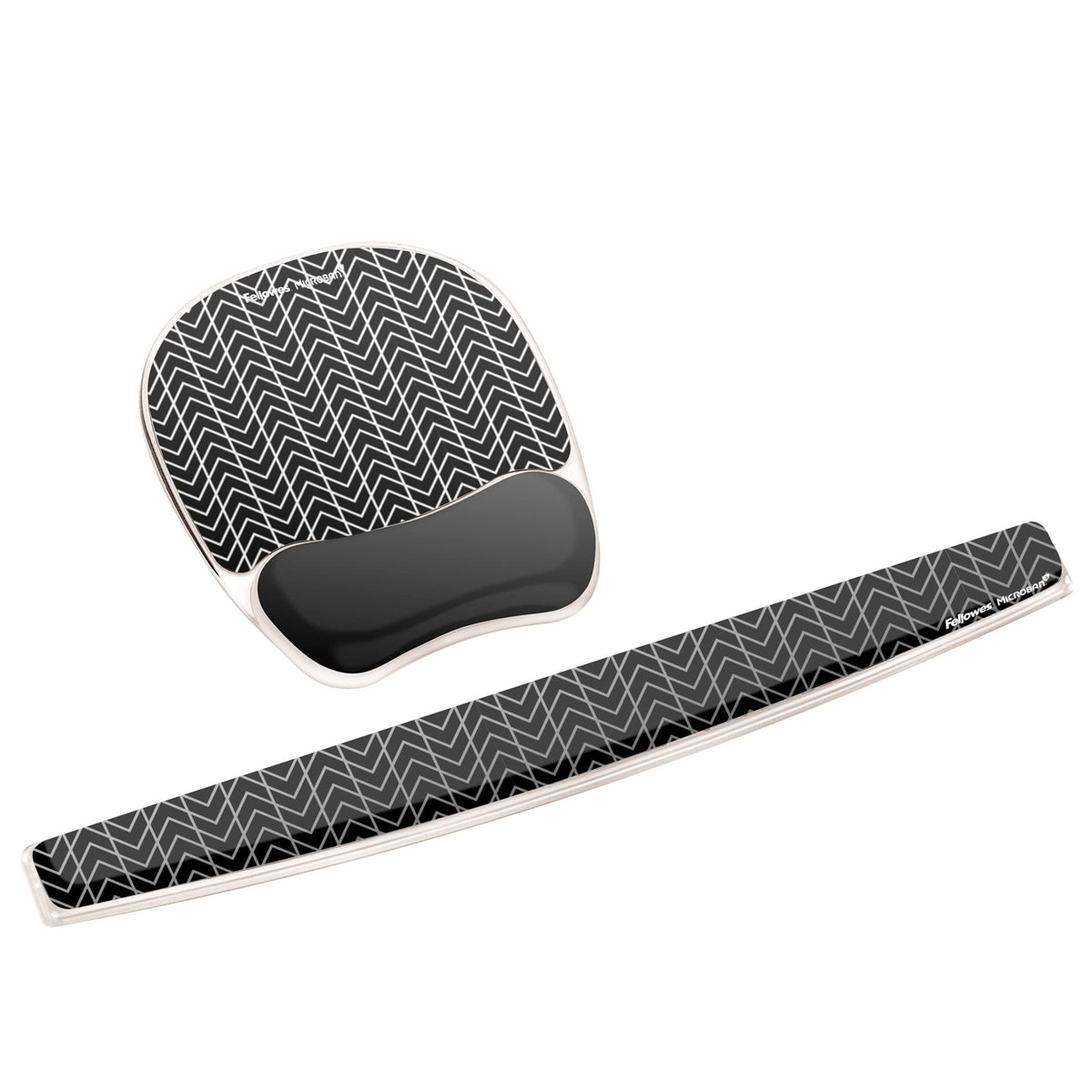 Fellowes Photo Gel Mouse Pad Wrist Rest with MICROBAN - Black Chevron (9549901)