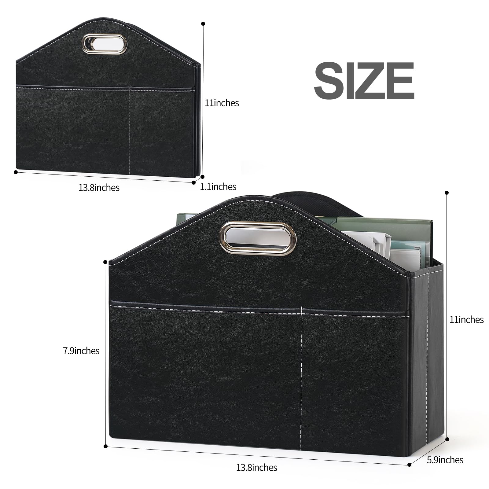 PreTidy PU Leather Magazine Rack Floor foldable Magazine Basket Magazine Holder Organizer Newspaper