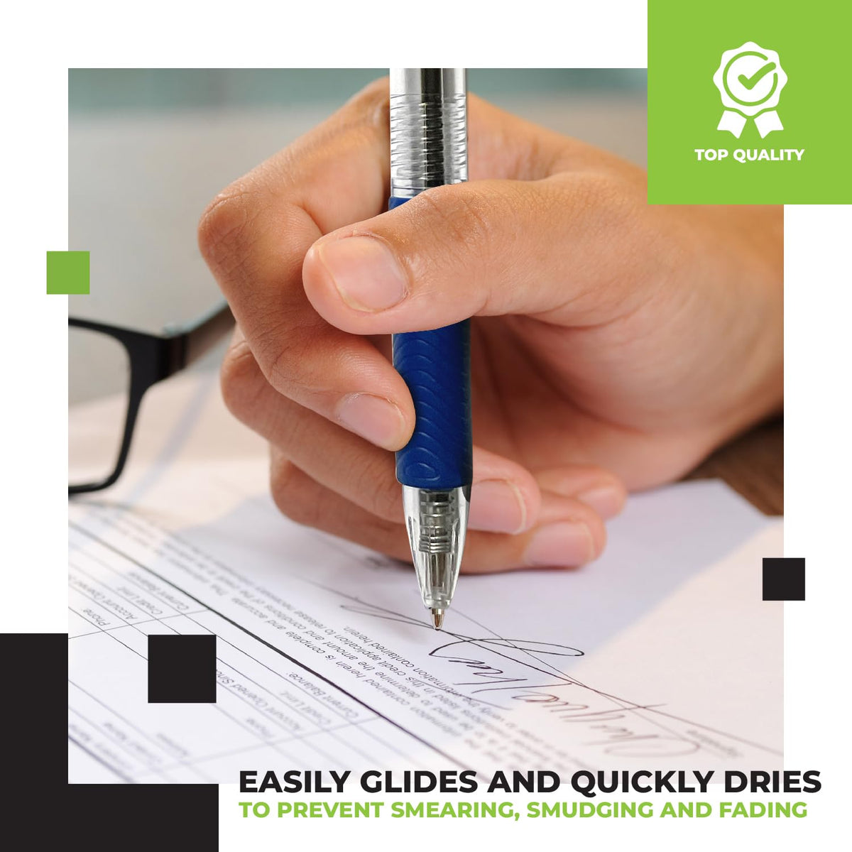Simply Genius Blue Ballpoint Pens - 200 Bulk Pens, Retractable, Blue Ink - Smooth Writing &