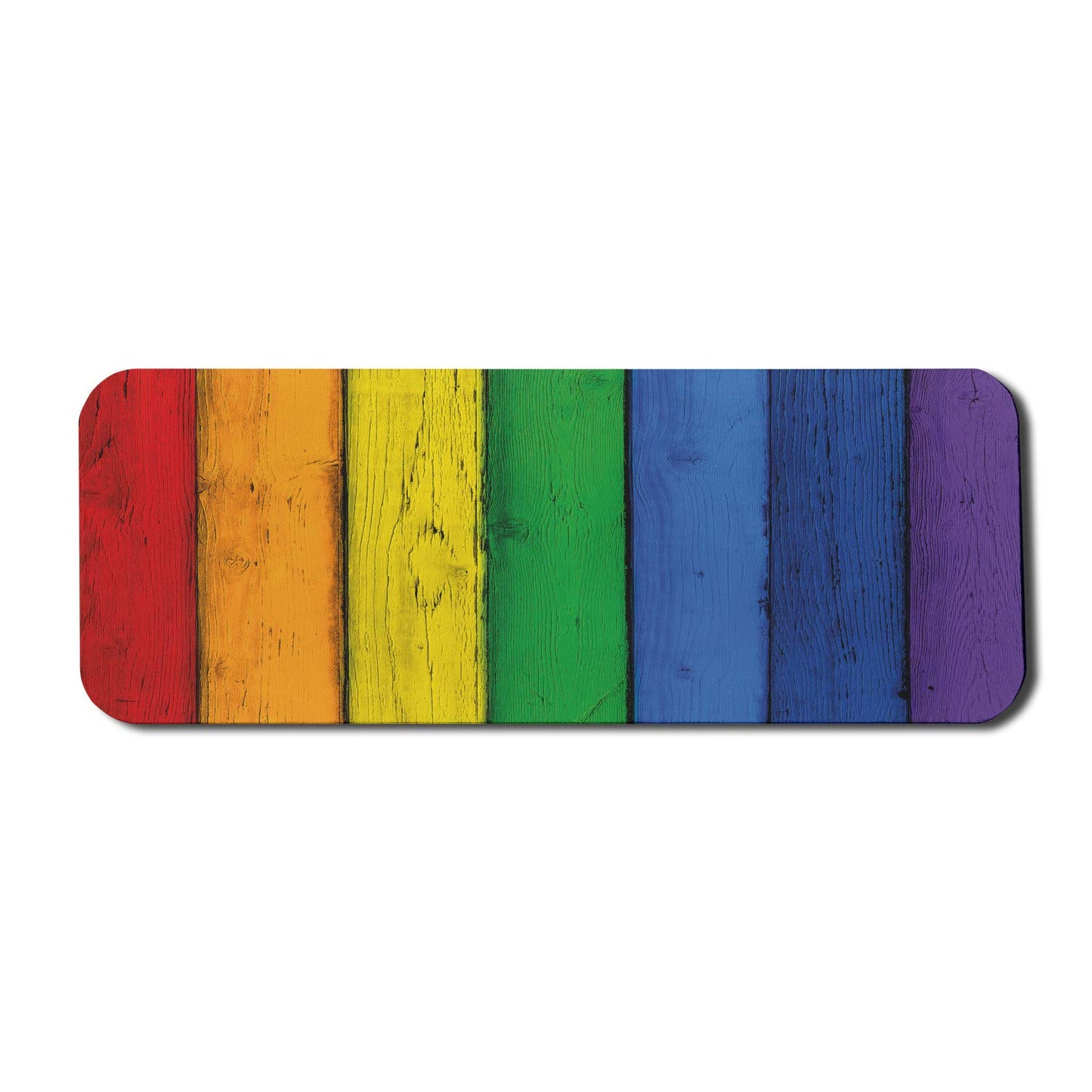 Lunarable Fence Computer Mouse Pad, Vertical Wooden Planks Painted in Colorful Rainbow Theme Gay