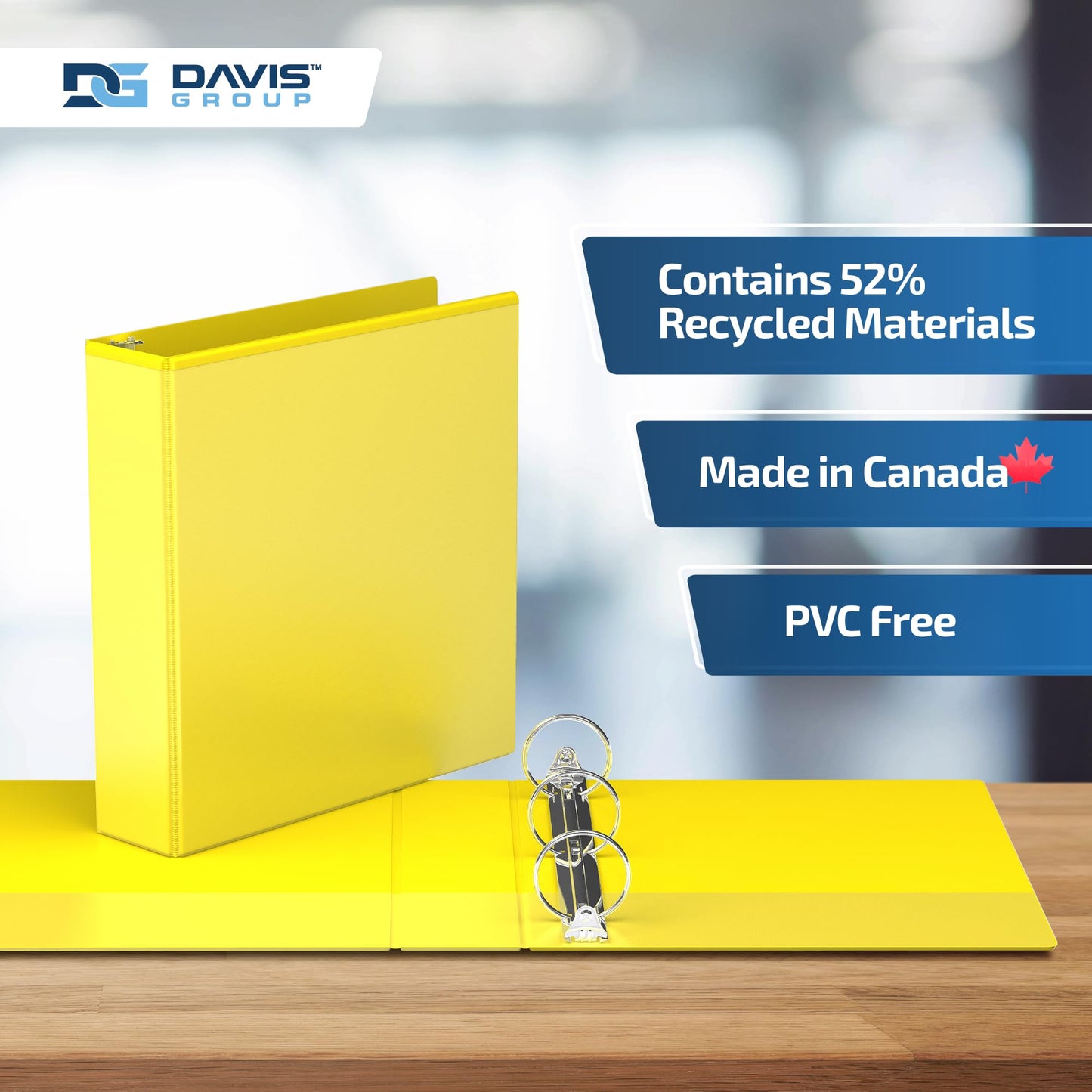 Easyview 3-Ring Binder, Clear-View Cover, 2" Round Rings, Yellow, 6 Pack