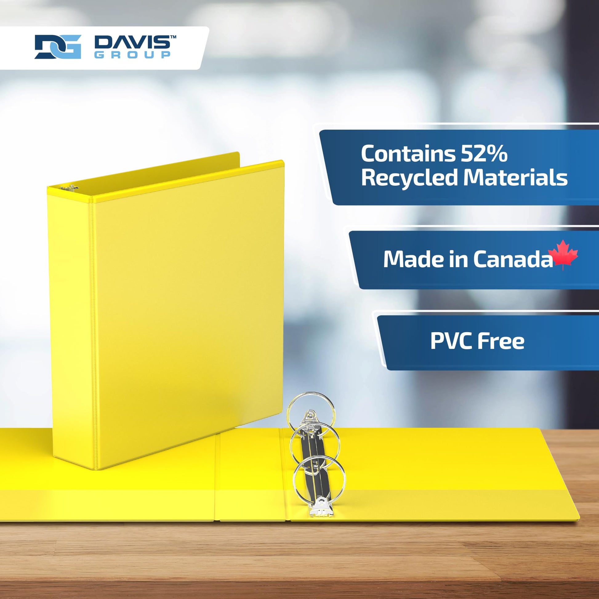 Easyview 3-Ring Binder, Clear-View Cover, 2" Round Rings, Yellow, 6 Pack