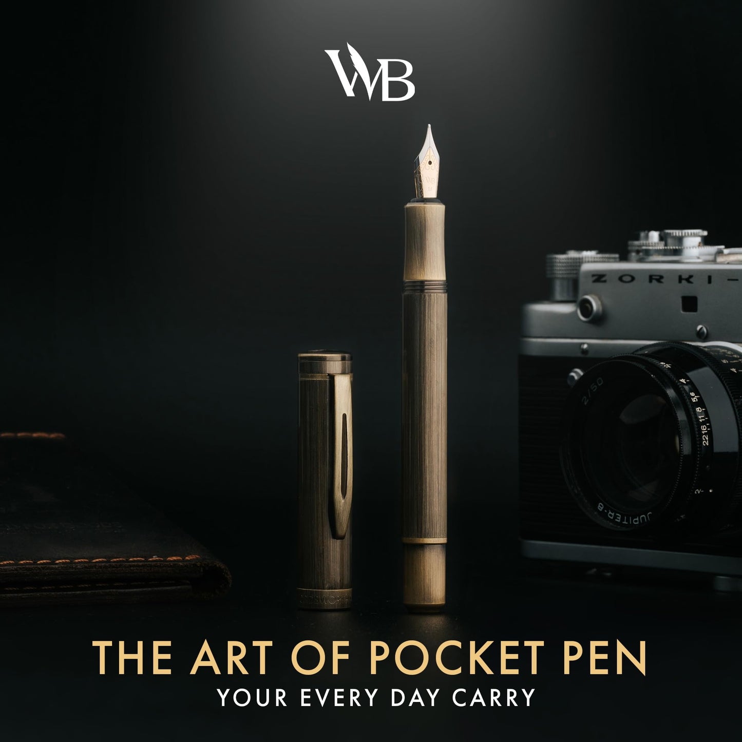 Wordsworth & Black Mini Pocket Fountain Pen for Writing, Medium Nib, Bronze