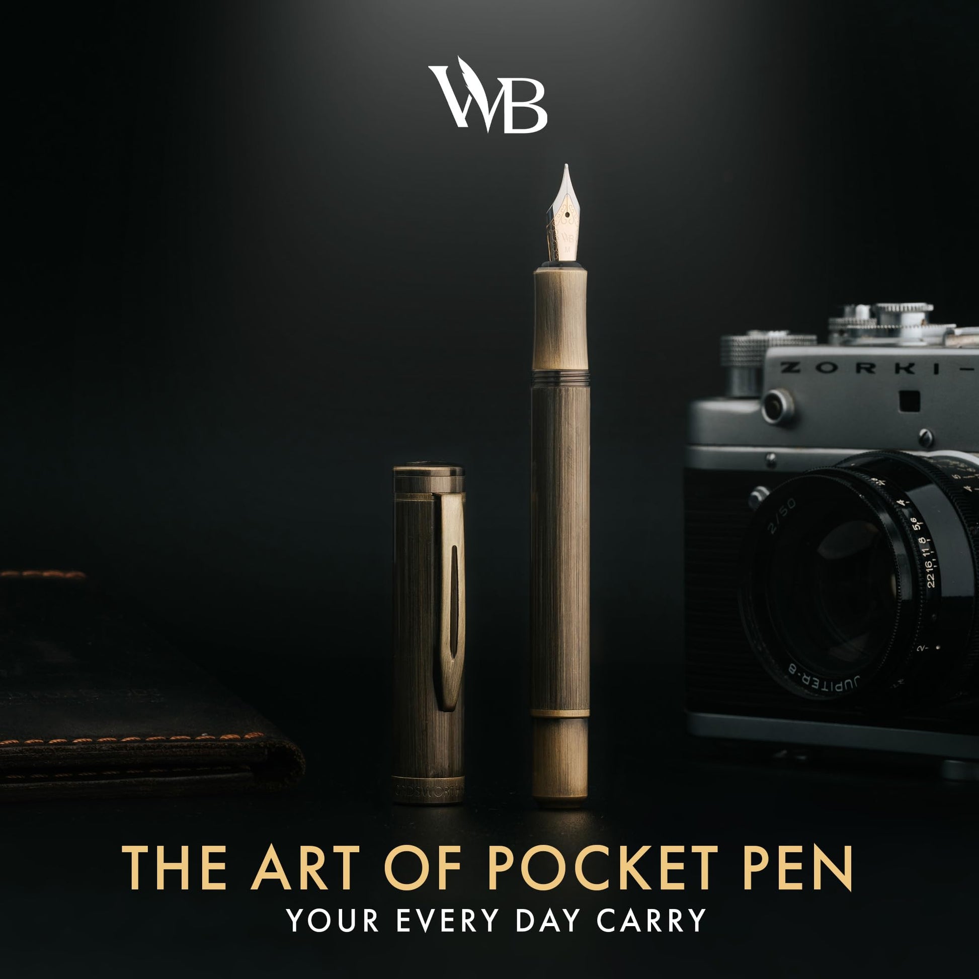 Wordsworth & Black Mini Pocket Fountain Pen for Writing, Medium Nib, Bronze