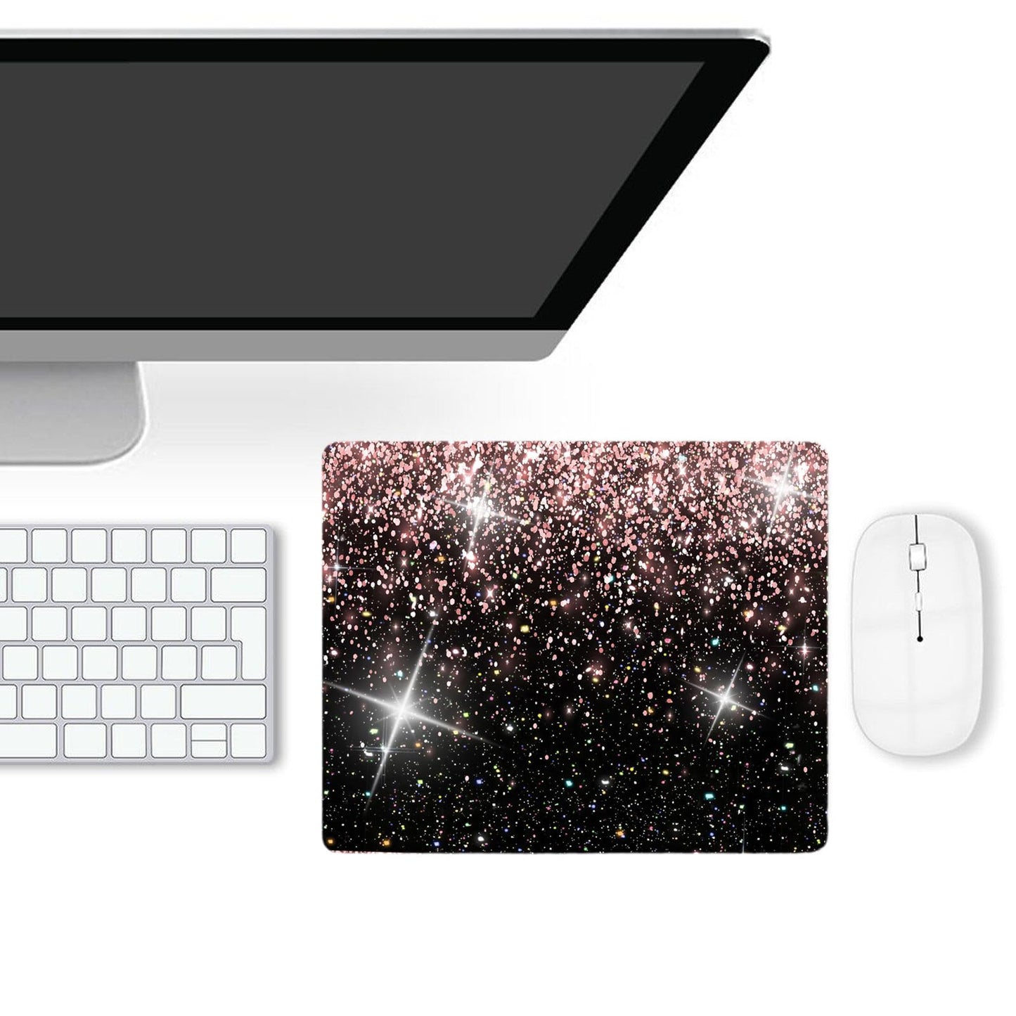 Black Mousepad Bling Diamond Glitter Sparkle Rose Gold Mouse pad Black Mouse Pad, Bling Desk