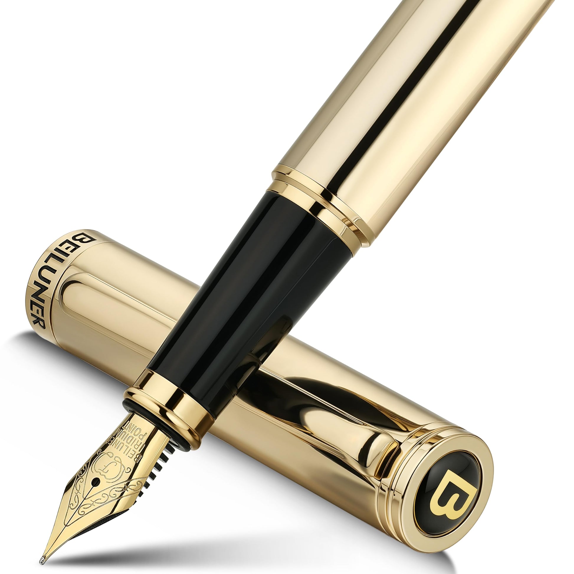 BEILUNER Gold Fountain Pen,Stunning Luxury Pens with 24K Gold Finish, Gorgeous 24K Gilded