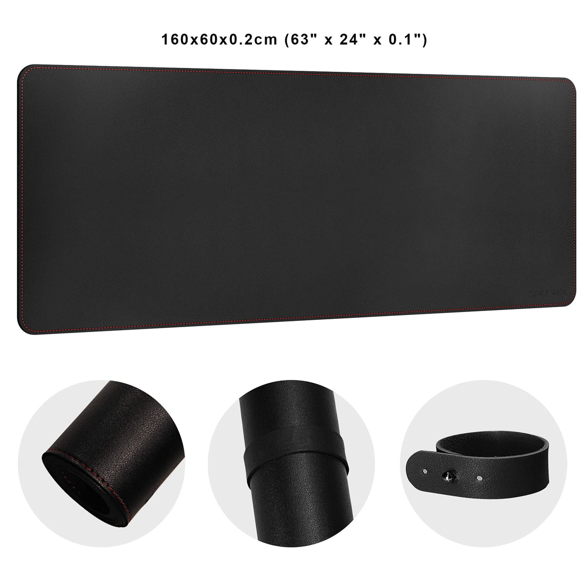 ZORESYN Large Leather Office Desk Pad 63" x 23.6" Black