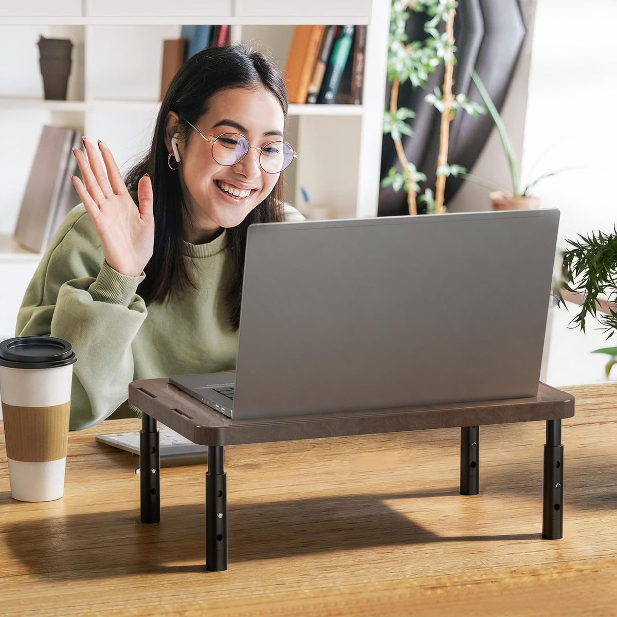 WALI Computer Monitor Stand with Storage, Monitor Riser 3 Height Adjustable