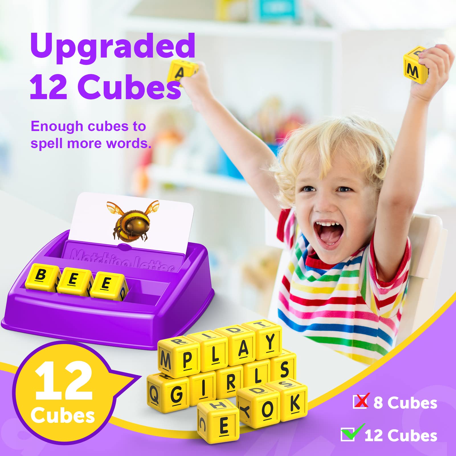 Educational Games for Kids Ages 3-8, Matching Letter Game for Kids Toys for 3-8 Year Olds Boys