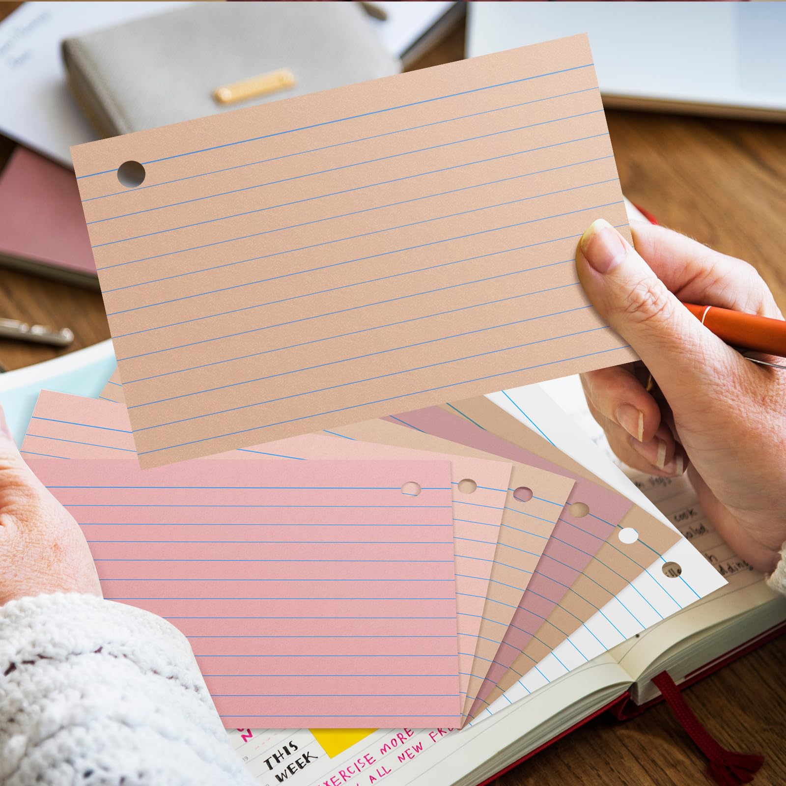 Epakh 300 Pcs Index Cards with Rings, 4 x 6 Inch, Yellow Series