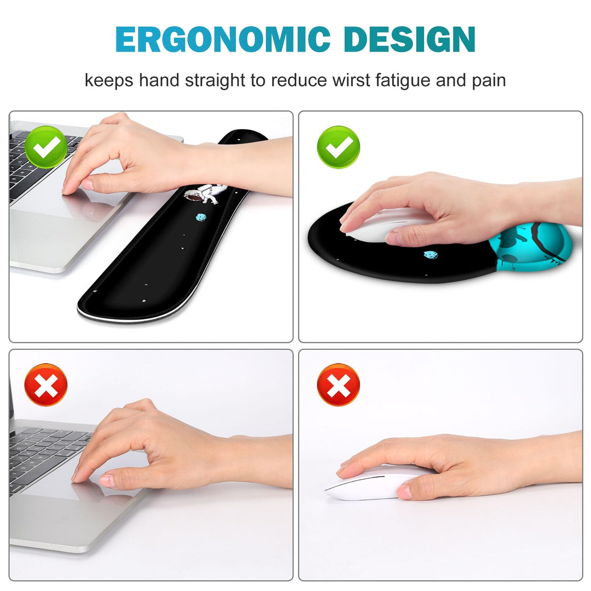 Gaming Mouse Pad, Large Desk Mat, Cute Desk Pad Protector, 4in1 XXL Mousepad + Keyboard Wrist