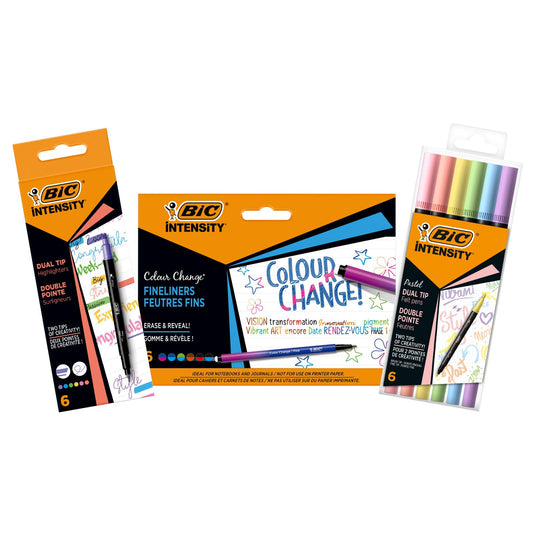 BIC Intensity 2-in-1 Colour Changing Pen Set with Dual Brush and Dual Tip Highlighter Pens - 3
