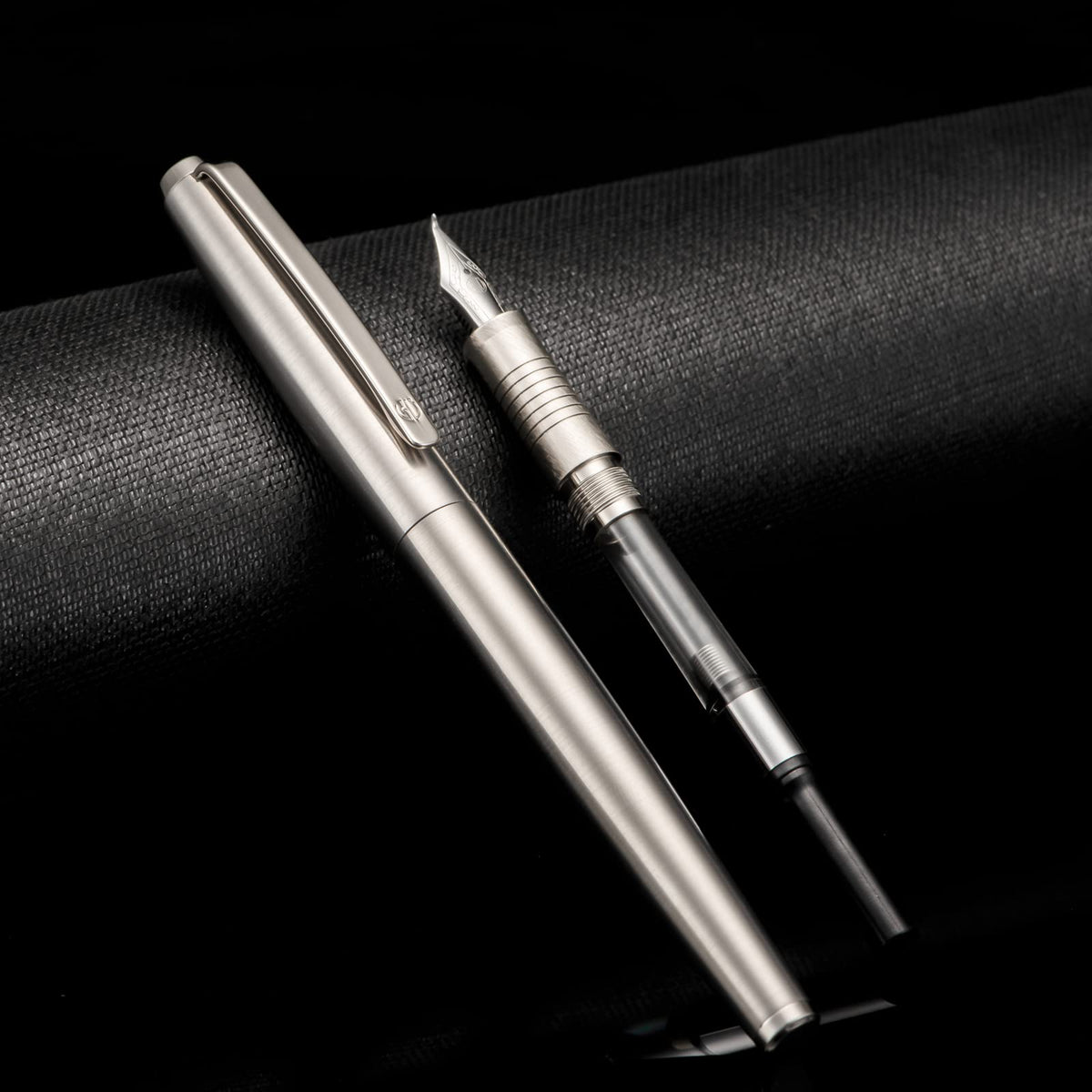 Lanxivi Stainless Steel Fountain Pen Bent Nib Art Drawing Calligraphy Fude Pen Metal Box