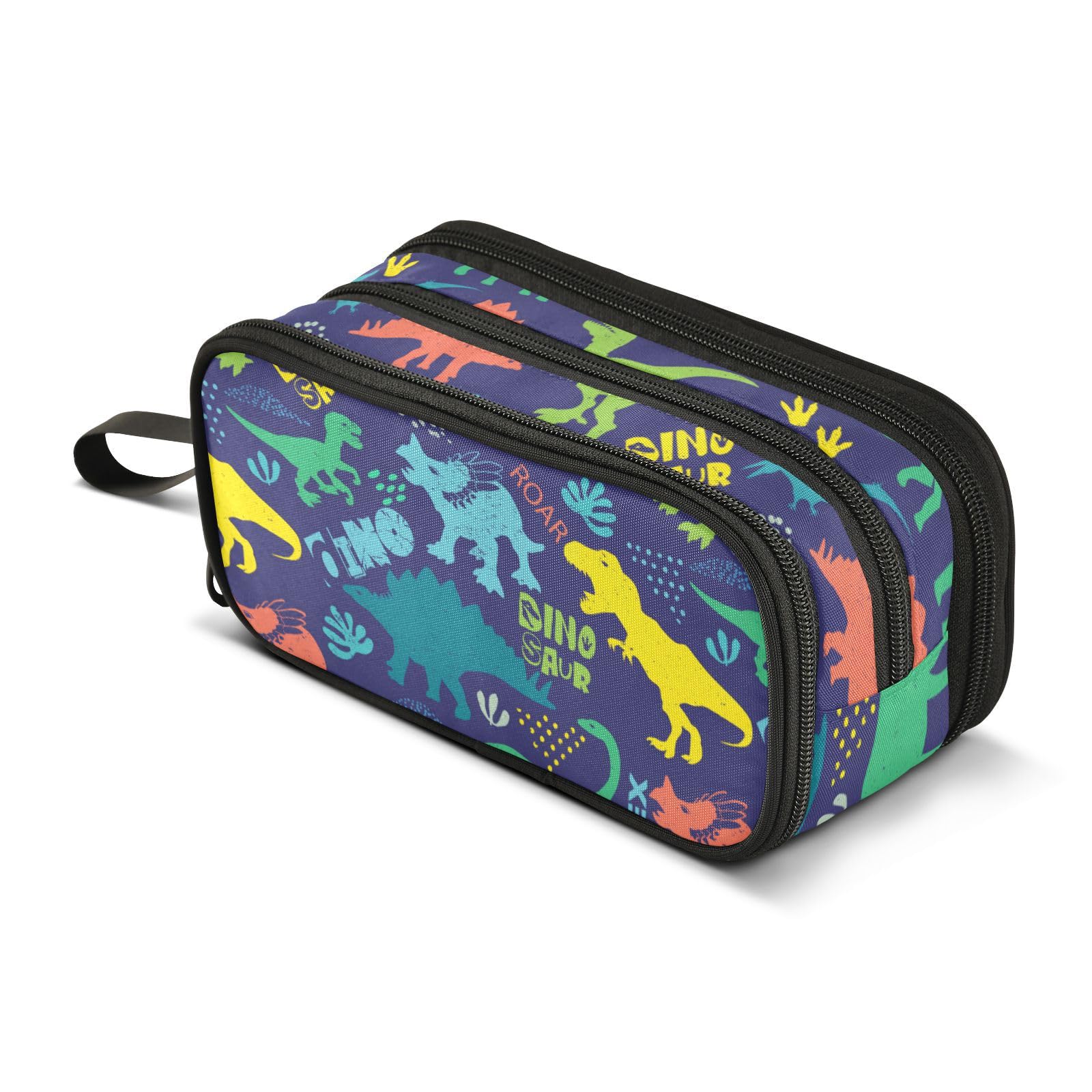 Sletend Pencil Case Dinosaur 3 Compartments Pencil Pouch