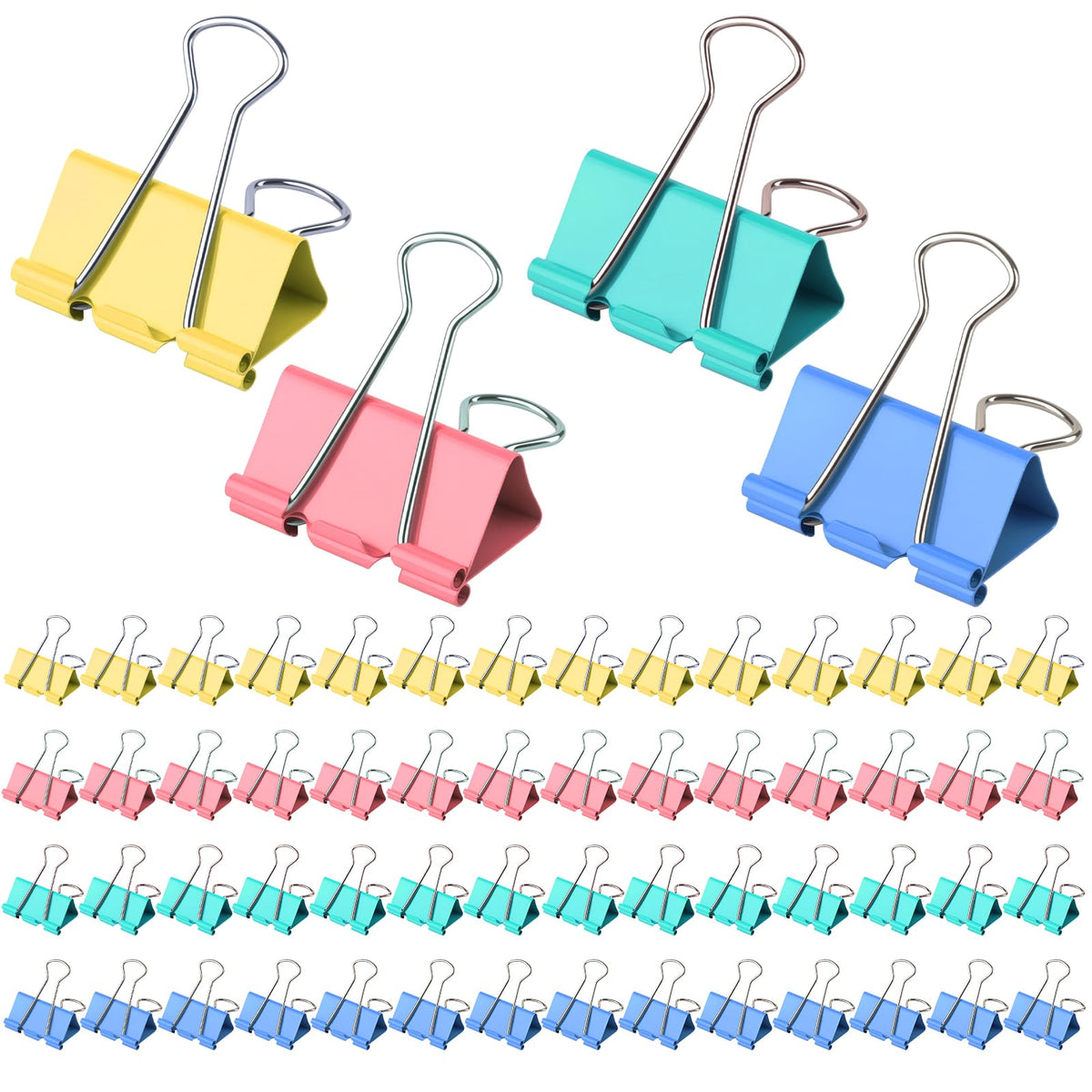 Large Binder Clips 1.6 Inch (60 Pack) Assorted Colors