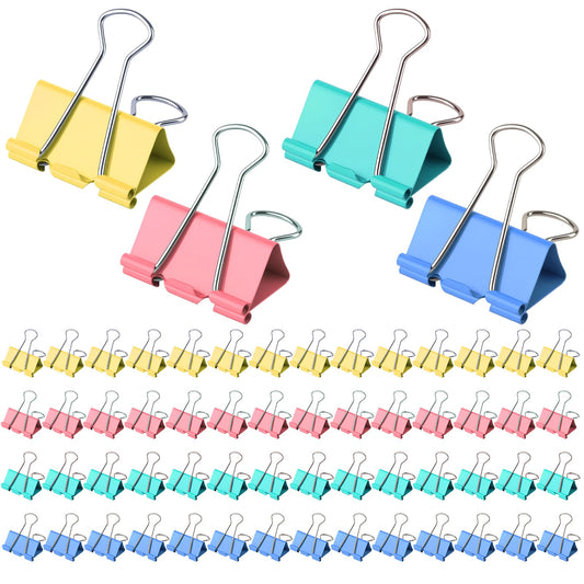 Large Binder Clips 1.6 Inch (60 Pack) Assorted Colors