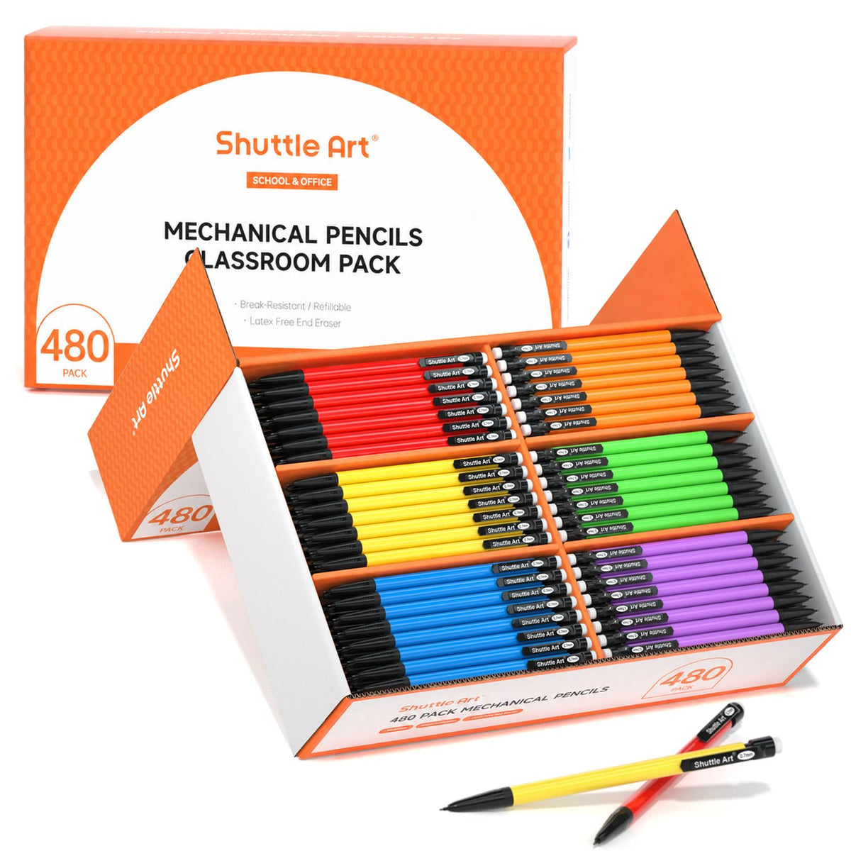 Shuttle Art 480 Pack Mechanical Pencils Bulk, 0.7mm HB #2 Lead Pencils