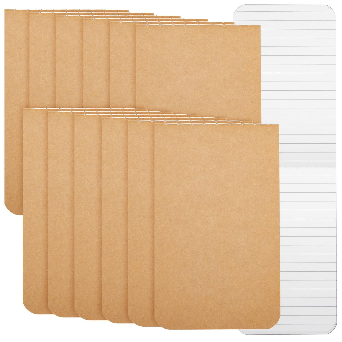 Paper Junkie Pocket Notebook - 12-Pack, 2.7 x 4.5 In, Brown Kraft Cover - Composition Book for