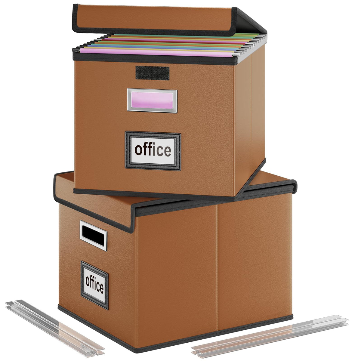 Huolewa File Organizer Box with Lids, Collapsible File Folder Organizer