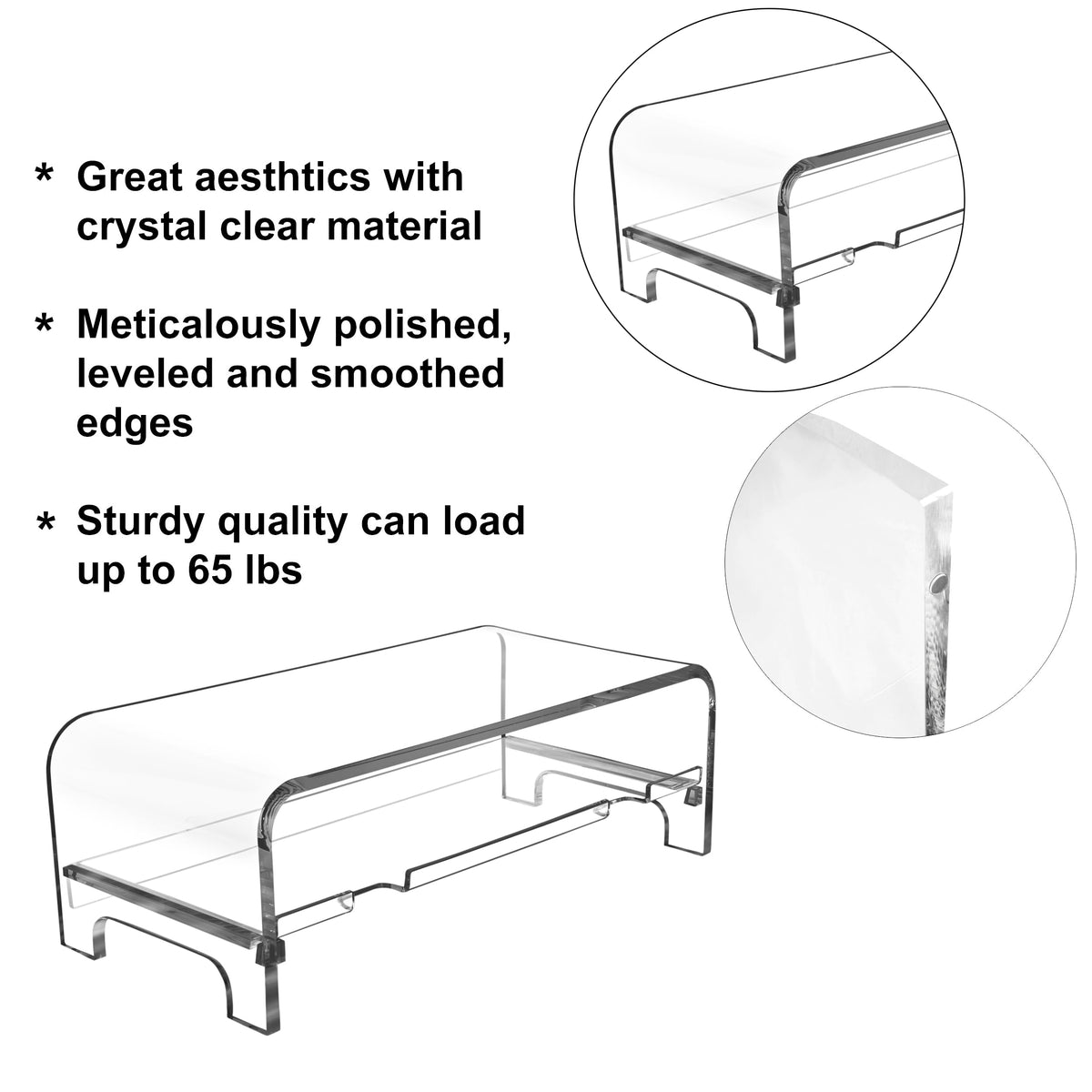 AMT 2 Tier 5.7 Inch High Acrylic Laptop Monitor Stand & Computer Riser with Cat Keyboard Protector