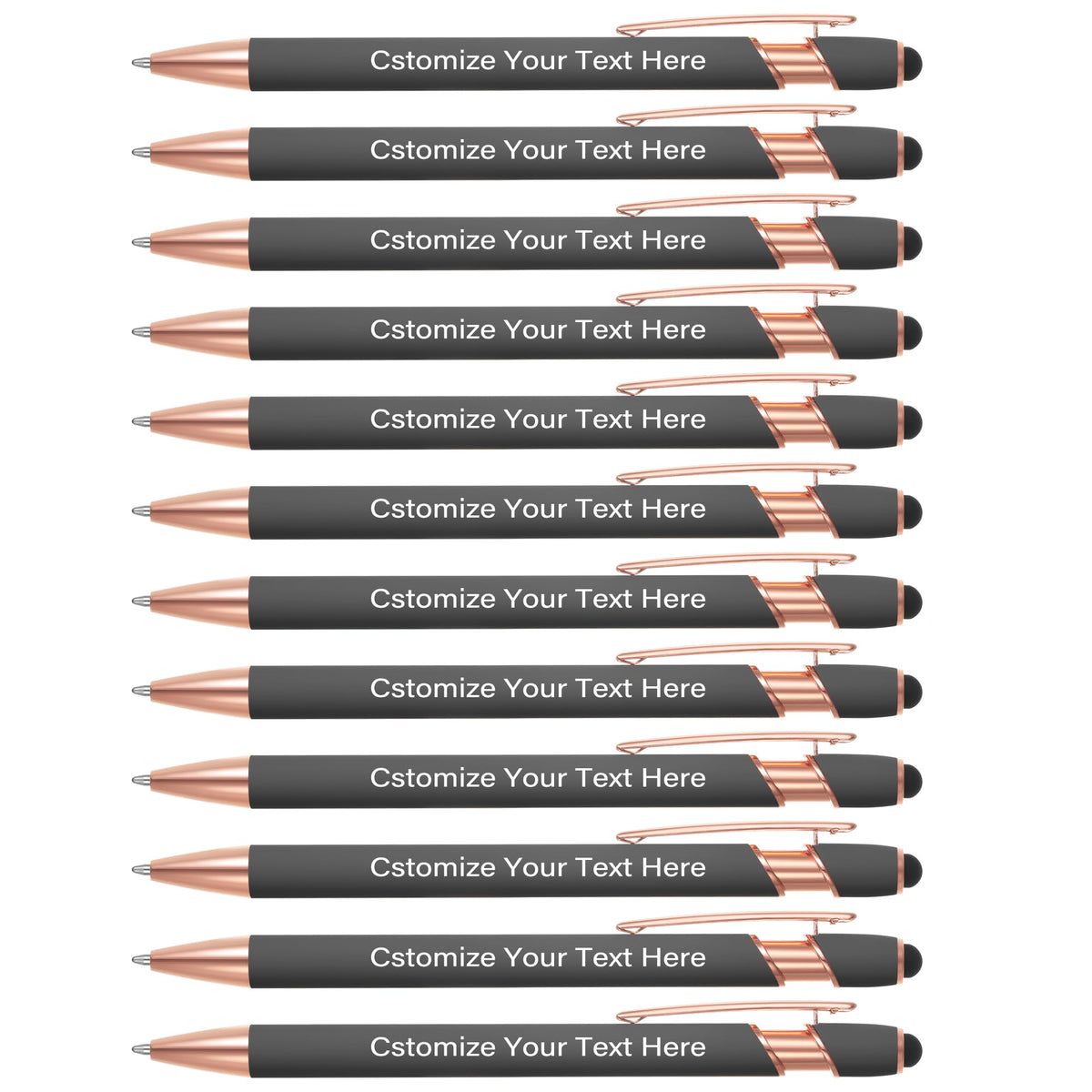 Kingluu 36 Pcs Personalized Ballpoint Pens with Stylus Tip,Free Engraving Black Ink Customized Pen