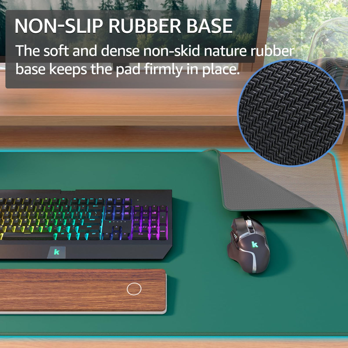 KTRIO Large Gaming Mouse Pad, Desk Mat, 31.5 x 15.7 in, Forest Green, XXL