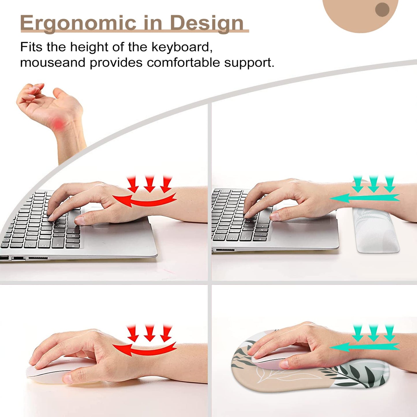 Haocoo Keyboard Wrist Rest, Ergonomic Mouse Pad, Gel Wrist Pas for Computer Keyboard, Non-Slip