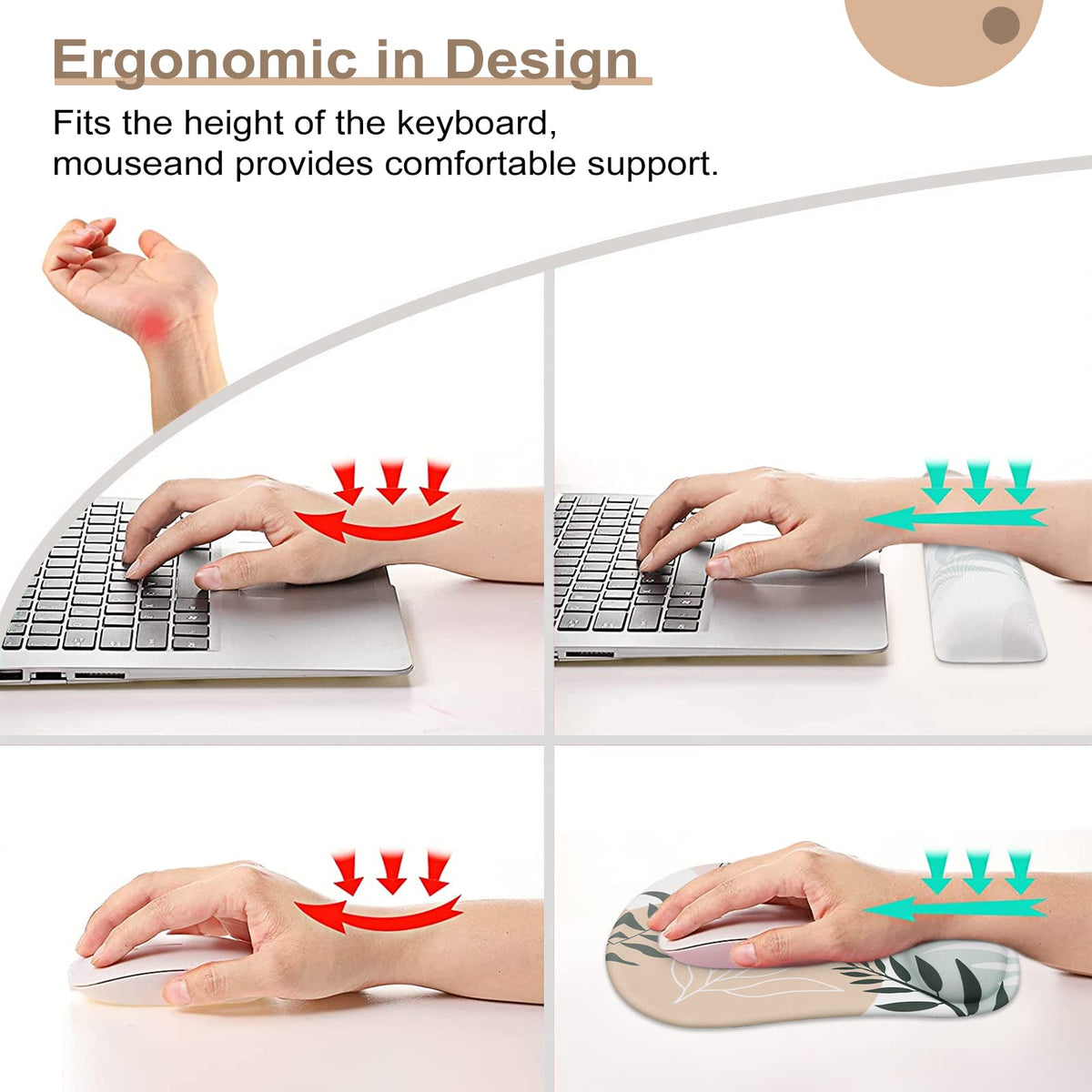 Haocoo Keyboard Wrist Rest, Ergonomic Mouse Pad, Gel Wrist Pas for Computer Keyboard, Non-Slip