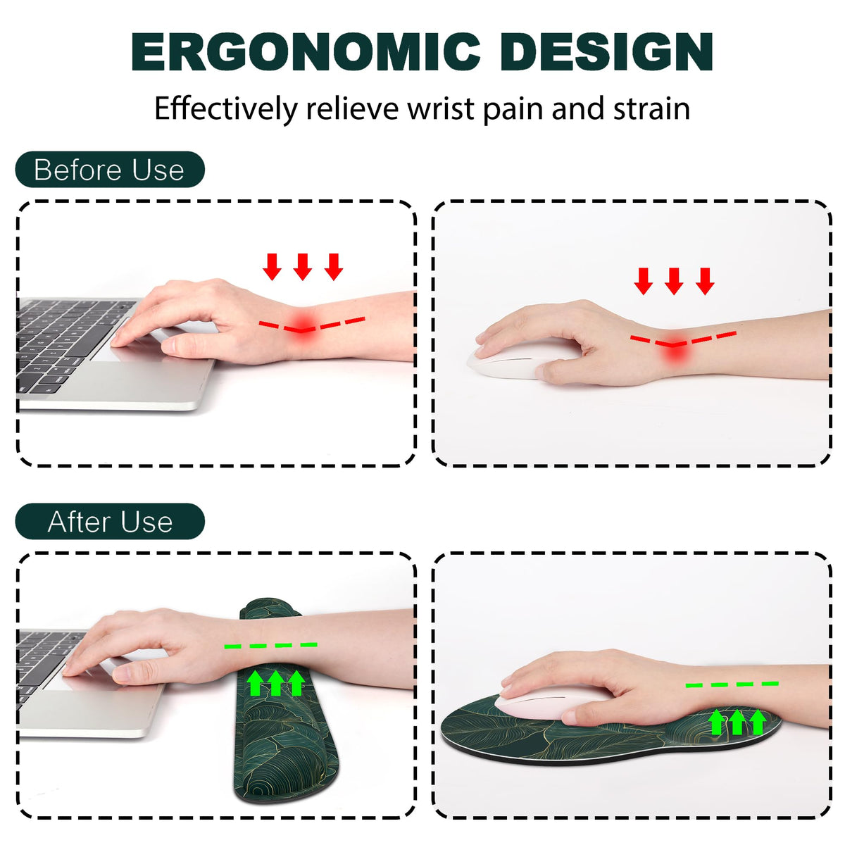 Ergonomic Mouse Pad with Wrist Rest and Keyboard Wrist Rest, Mousepad