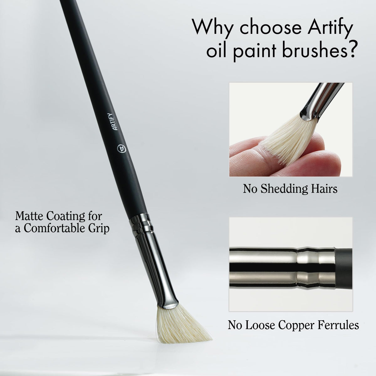 ARTIFY Oil Paint Brush Set - 11 Pieces | Professional Artist Paint Brush Set for Oil, Acylic and