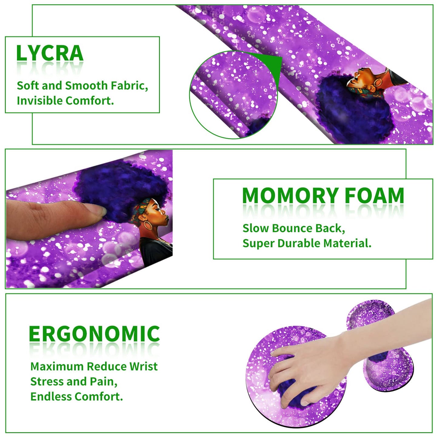 Ergonomic Keyboard Wrist Rests Gel Memory Foam Mouse Pad with Round Mousepad + Coasters, Wrist