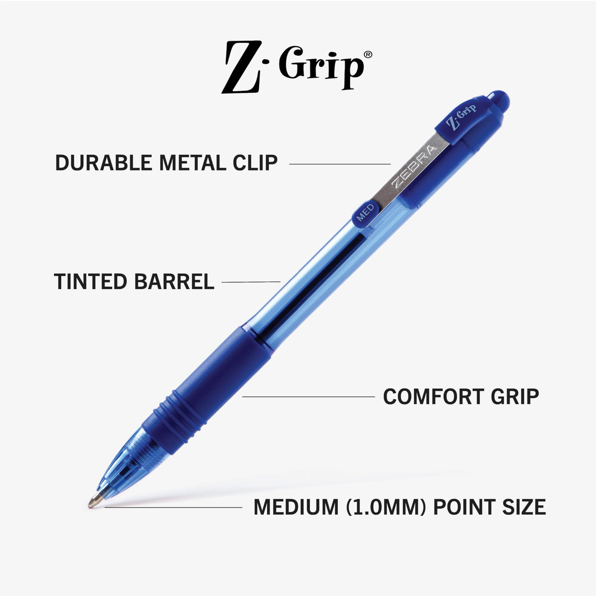 Zebra Pen Z-Grip Retractable Ballpoint Pen, Blue Ink, 1.0mm, 36 Bulk-Pack