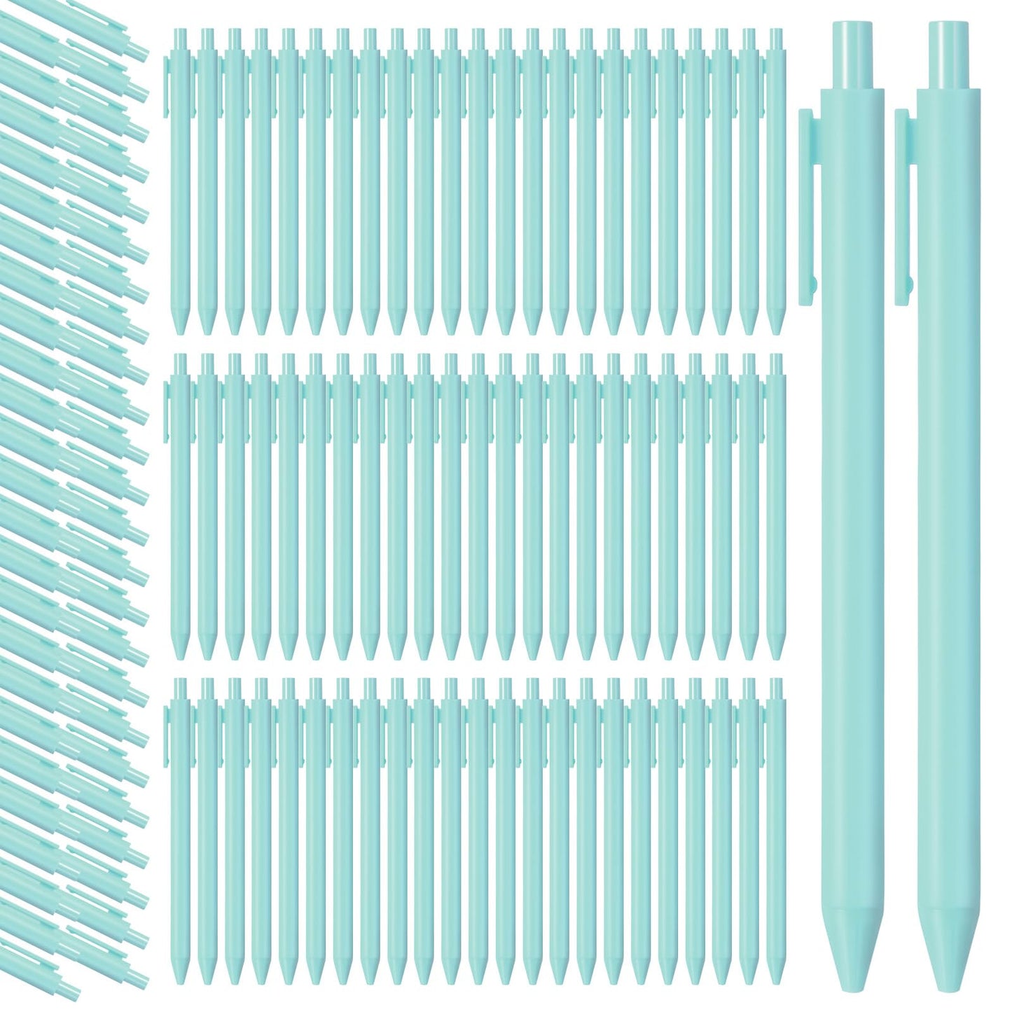 Teling 100 Pcs Ballpoint Pens Retractable Comfortable Cute Stylish Writing Pens in Medium Point 1.0