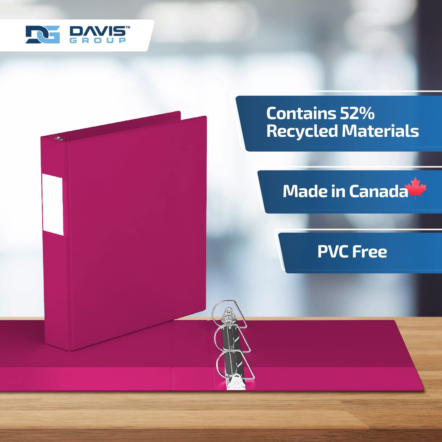 Premium Economy 3-Ring Binder, Spine Label, 1.5" D Rings, Pink, 6 Pack