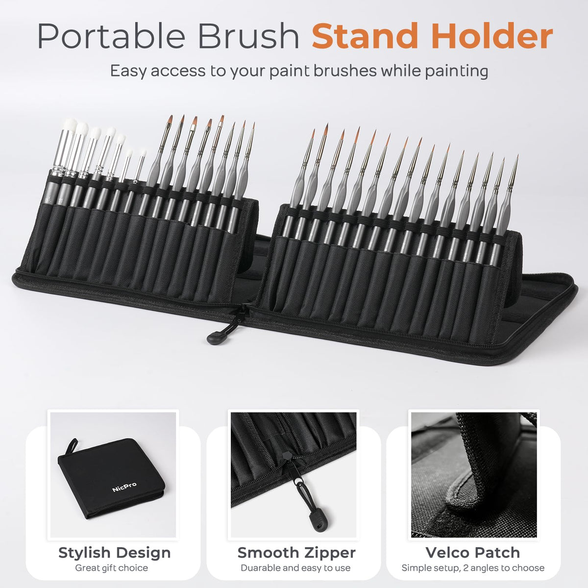 Nicpro 30 PCS Miniature Paint Brushes & Dry Brush, Model Paint Brush Set