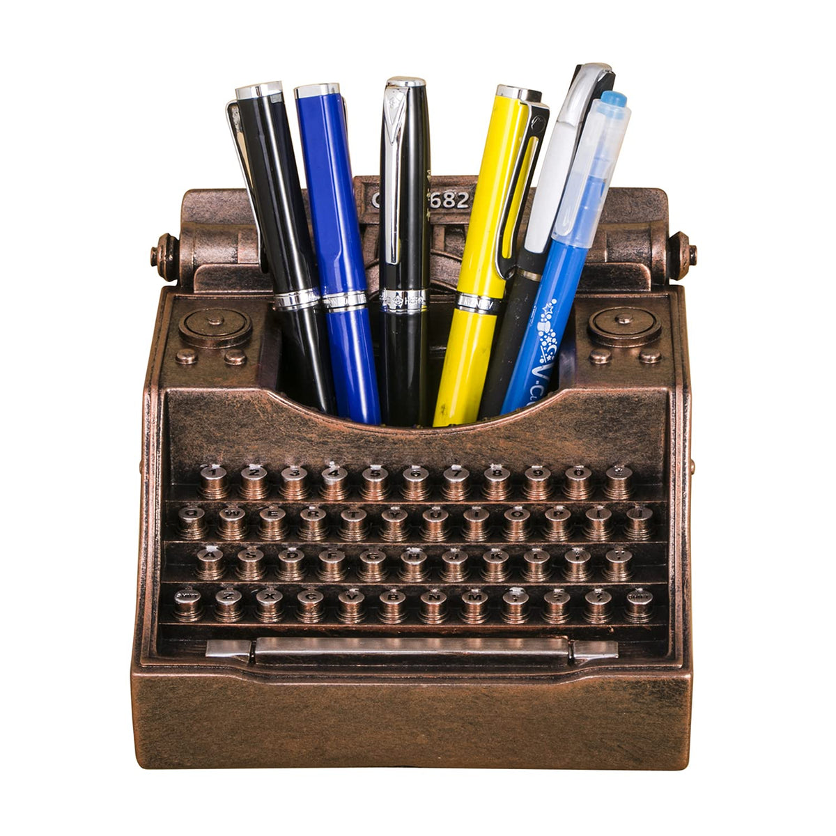 Amoysanli Retro Typewriter Pen Holder Desk Organizers for Writer's Bronze