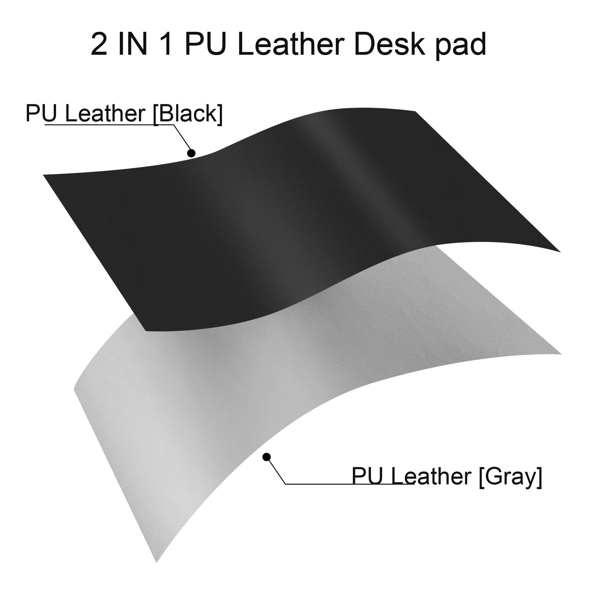 Chihein 63" x 28" 4XL PU Leather Desk Mat (Black/Gray), Huge Mouse Pad, Dual Sided Desk Pad