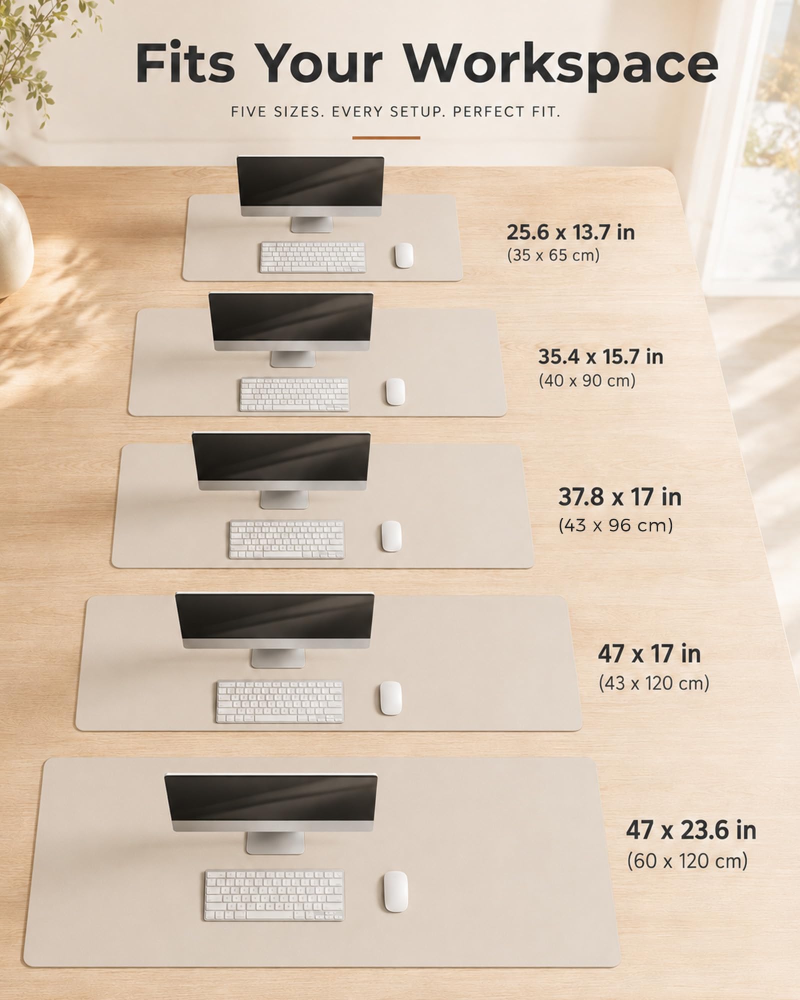 Aothia Dual-Sided Desk Mat, FSC Cork & PU Leather Desk Pad, Large Mouse Pad & Writing Surface for