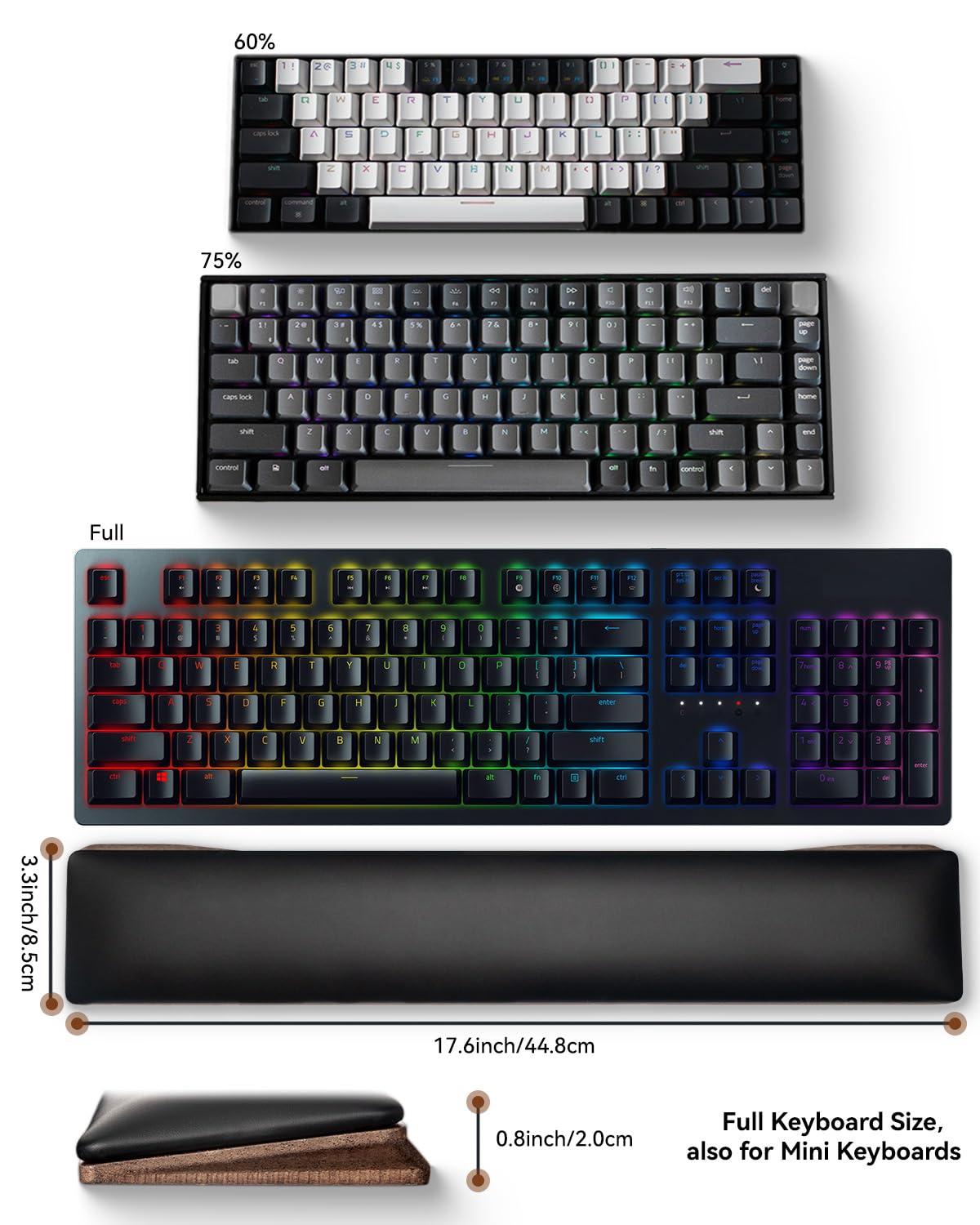 ASFSKY Keyboard Wrist Rest, Wooden Wrist Rest for Computer Keyboards