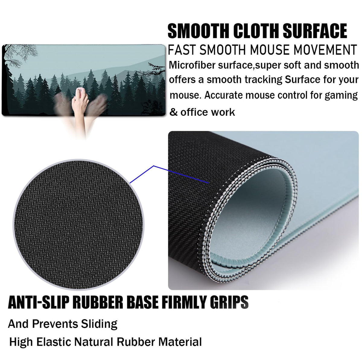 Mouse Pad Forest Background Pattern, Large Mouse Pad for Gamer, 31.5"X15.7" Gaming Mousepad with