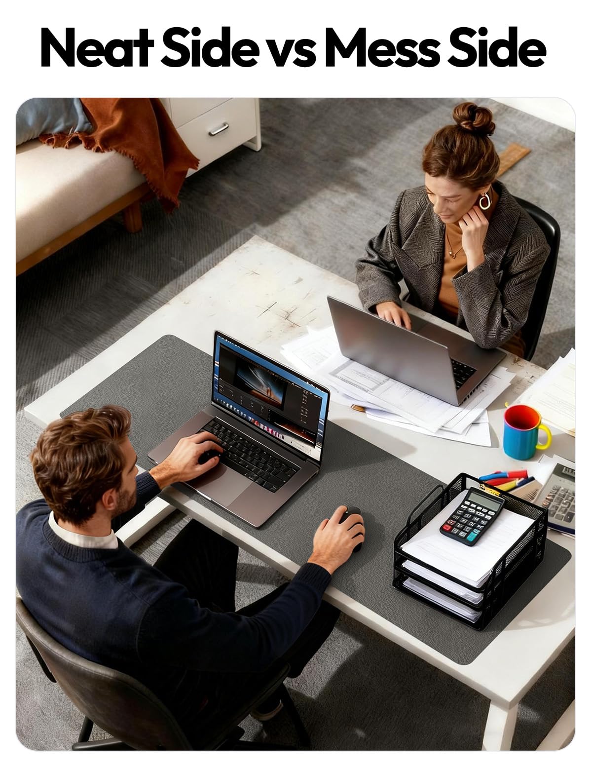 YSAGi Leather Desk Pad Protector, Office Desk Mat, Large Mouse Pad, Non-Slip PU Leather Desk