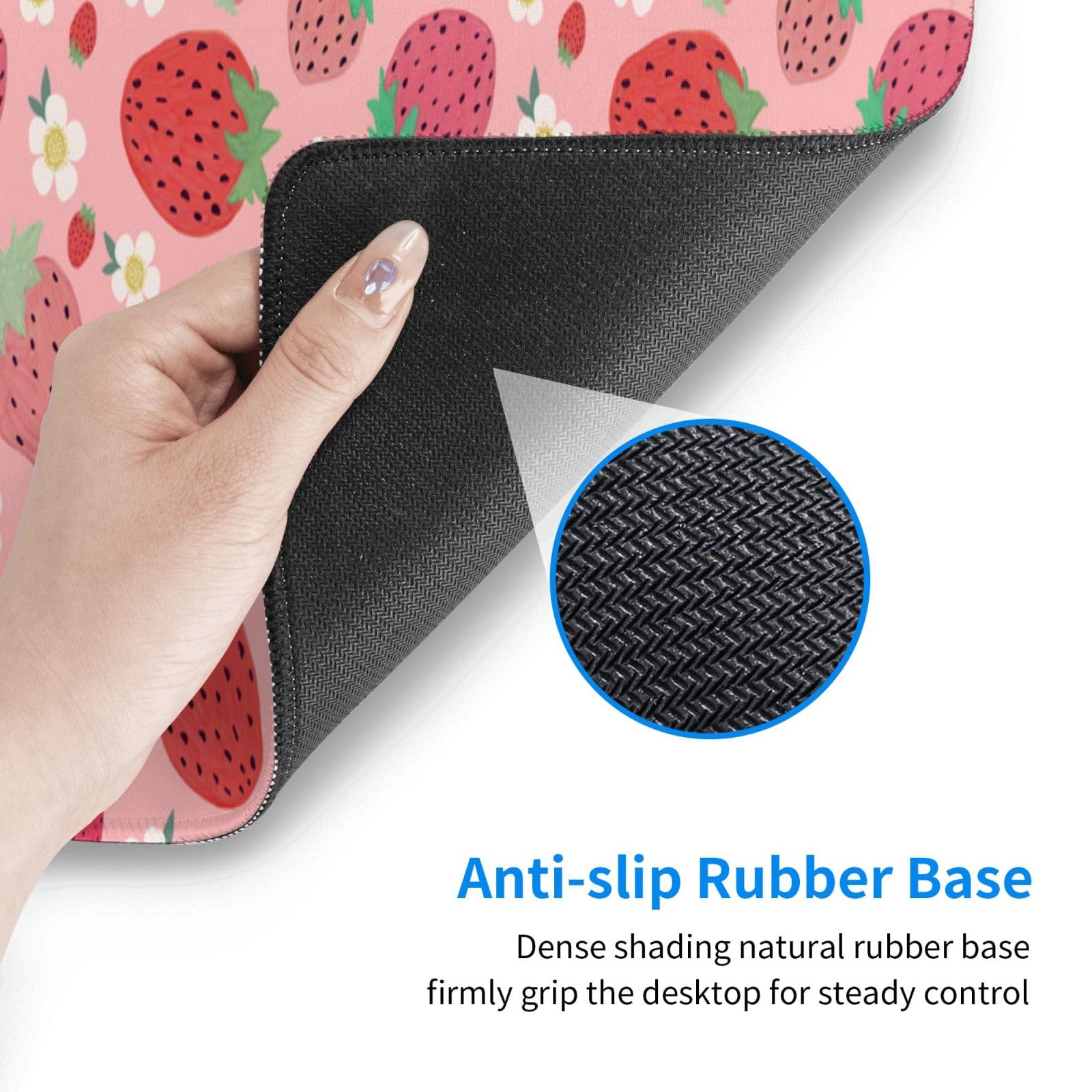 Strawberry Mouse Pad XL Large Mousepad Non Slip Rubber Base Desk Mat for Laptop Computer Gaming